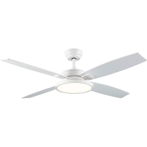  SNJ Modern Ceiling Fan with LED Lights and Remote Control for Living Room Bedroom Dining Room, 52 Inch indoor(White)