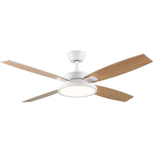  SNJ Modern Ceiling Fan with LED Lights and Remote Control for Living Room Bedroom Dining Room, 52 Inch indoor(White)