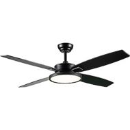 SNJ Modern Ceiling Fan with LED Lights and Remote Control for Living Room Bedroom Dining Room, 52 Inch indoor (Black)