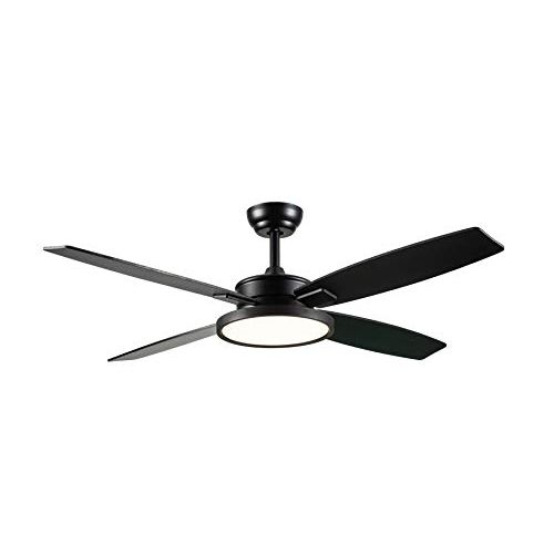  SNJ Modern Ceiling Fan with LED Lights and Remote Control for Living Room Bedroom Dining Room, 52 Inch indoor (Black)