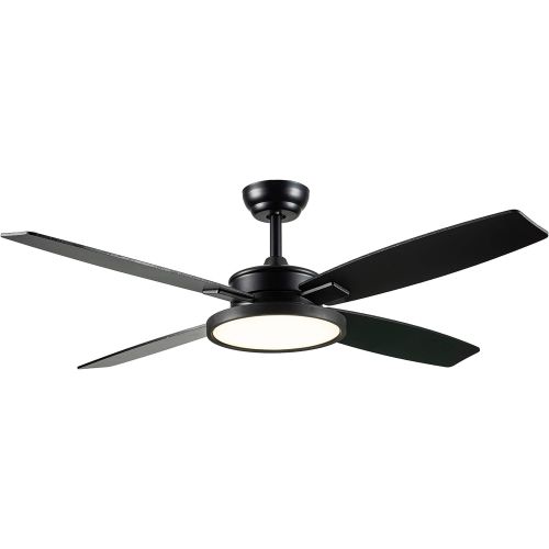  SNJ Modern Ceiling Fan with LED Lights and Remote Control for Living Room Bedroom Dining Room, 52 Inch indoor (Black)