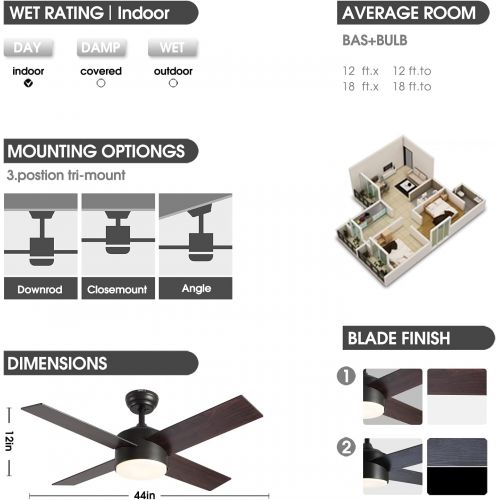  Ceiling Fan with Lights and Remote Control,SNJ Modern Ceiling Fan for Living Room Bedroom Dining Room,Indoor (Oil-Rubbed Bronze)