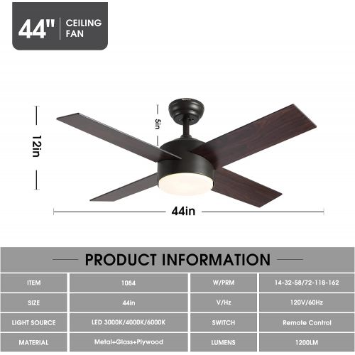  Ceiling Fan with Lights and Remote Control,SNJ Modern Ceiling Fan for Living Room Bedroom Dining Room,Indoor (Oil-Rubbed Bronze)