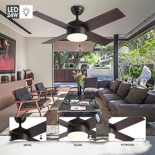  Ceiling Fan with Lights and Remote Control,SNJ Modern Ceiling Fan for Living Room Bedroom Dining Room,Indoor (Oil-Rubbed Bronze)