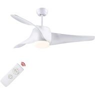 SNJ Ceiling Fan with Lights and Remote Control for Living Room, Bedroom and Dining Room, White Polished Finish,52-inch Indoor Use