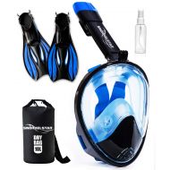SNORKELSTAR [4-Piece Set] Snorkel Set - Snorkeling Gear - Snorkel Mask Full Face - Snorkeling Set