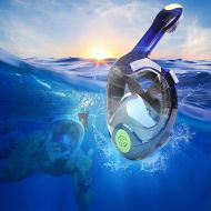 SNORKELSTAR TZTED Snorkeling Mask,Full Face Snorkel Diving Mask|Anti-Fogging Anti-Leak|180°View Panoramic Design,Longer Snorkeling Tube for Man Woman Adult