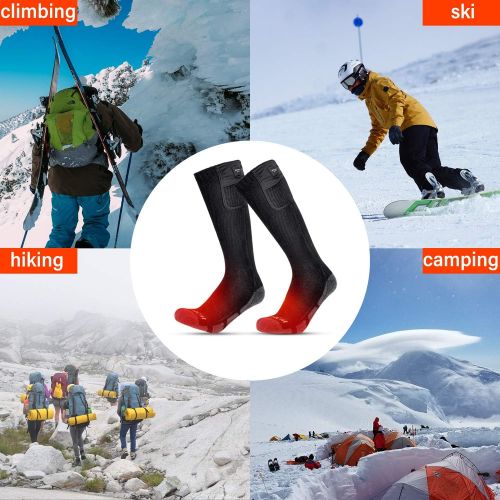  SNOW DEER Heated Socks,2022 Upgraded 7.4V Rechargeable Battery Electric Socks for Men Women,Winter Cold Weather Warm Socks for Huting Fishing Camping Hiking Skiing Foot Warmer