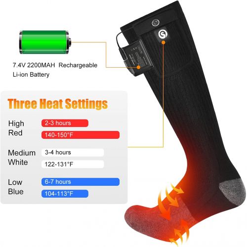  SNOW DEER Heated Socks for Men & Women Battery Socks Powered Thermal Ski Socks Winter Foot Warmer with Temperature Control Long Socks for Skiing Hiking Hunting Motorcycling Riding