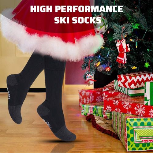 SNOW DEER Heated Socks for Men & Women Battery Socks Powered Thermal Ski Socks Winter Foot Warmer with Temperature Control Long Socks for Skiing Hiking Hunting Motorcycling Riding