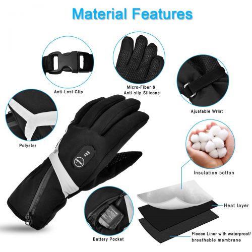  SNOW DEER Heated Gloves,Electric Gloves Men Women with Rechargeable Battery 7.4V 2200MAH for Winter Sport Motorcyle Biking Cycling Ski Hunting Fishing Snow Heated Mitten Gloves Arthritis Han