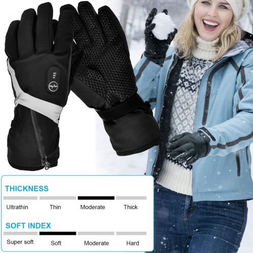  SNOW DEER Heated Gloves,Electric Gloves Men Women with Rechargeable Battery 7.4V 2200MAH for Winter Sport Motorcyle Biking Cycling Ski Hunting Fishing Snow Heated Mitten Gloves Arthritis Han