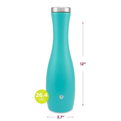  SNOWFOX Double-walled Insulated Stanless Steel 26 oz. Wine Carafe Decanter with Cork Lid, Teal