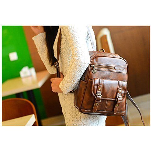  Leather Backpack for Women SNUG STAR Vintage School Bag Students Bookbag Satchel Purse