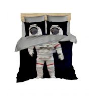 SNURK DecoMood Astronaut Bedding, Space and Astronaut Themed Quilt/Duvet Cover Set, Full/Queen Size, Boys Kids Bed Set (4 Pieces)