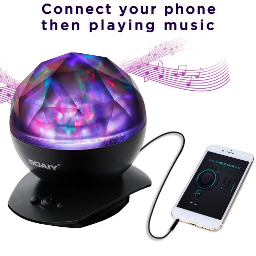  SOAIY Aurora Night Light Projector Lights, Soaiy, 8 Changing Aurora and 360°Rotatable, 1h Auto closes , Built-in Speaker, for kids or Adults to Sleep Soothe, Insomniac and Anxious Relax,