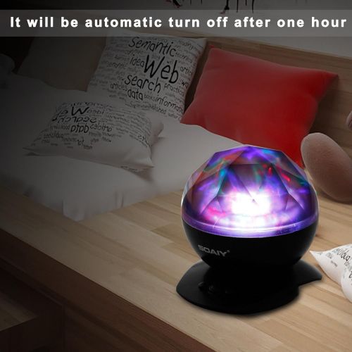  SOAIY Aurora Night Light Projector Lights, Soaiy, 8 Changing Aurora and 360°Rotatable, 1h Auto closes , Built-in Speaker, for kids or Adults to Sleep Soothe, Insomniac and Anxious Relax,