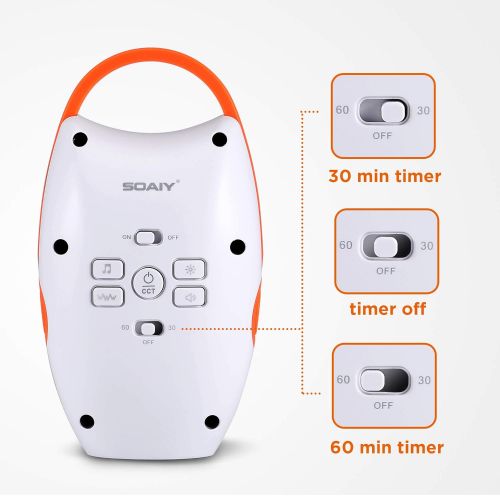  SOAIY Portable Compact Baby Sleep Soother Owl White Noise Shusher Sound Machine with Sleep Aid Night Light,7 Soothing Sounds with Volume Control,Auto-Timer for Traveling,Sleeping,B