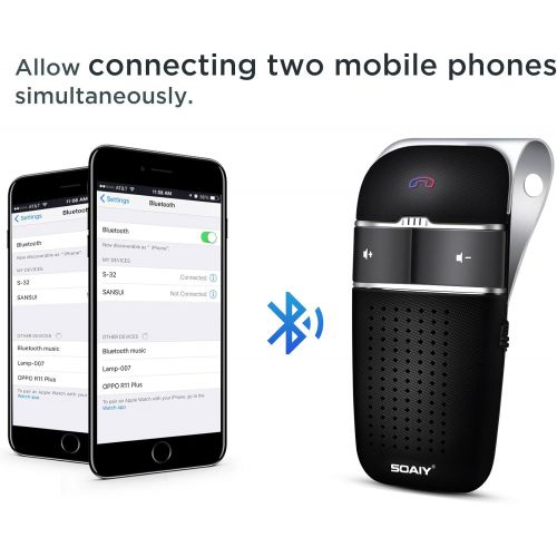  [아마존 핫딜]  [아마존핫딜]SOAIY S-32 Voice Command Hands-Free Bluetooth in-car Speakerphone, Wireless Bluetooth Car Kit for Safely Driving with Shake Power On Function