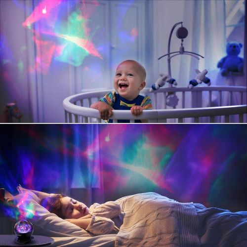  [아마존핫딜][아마존 핫딜] SOAIY Sleep Soother Aurora Projection LED Night Light Lamp with 8 Lighting Mode & Speaker, Relaxing Light Show for Baby Kids and Adults, Mood Light for Baby Nursery Bedroom Living