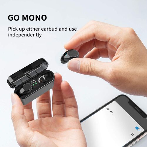  [아마존 핫딜] SOAIY Bluetooth Wireless Earbuds with 3500mAh Charging Case TWS Stereo in Ear Headsets Built in Mic Headphones with Deep Bass IPX7 Waterproof for iPhone Android Phone (Black)