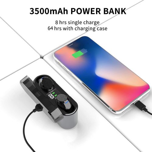  [아마존 핫딜] SOAIY Bluetooth Wireless Earbuds with 3500mAh Charging Case TWS Stereo in Ear Headsets Built in Mic Headphones with Deep Bass IPX7 Waterproof for iPhone Android Phone (Black)