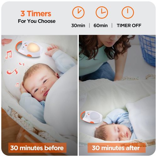  [아마존베스트]SOAIY Portable Compact Baby Sleep Soother Owl White Noise Shusher Sound Machine with Sleep Aid Night Light,7 Soothing Sounds with Volume Control,Auto-Timer for Traveling,Sleeping,B