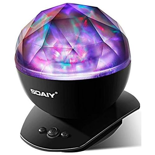  SOAIY Sleep Soother Aurora Projection LED Night Light Lamp with 8 Lighting Mode & Speaker, Relaxing Light Show for Baby Kids and Adults, Mood Light for Baby Nursery Bedroom Living