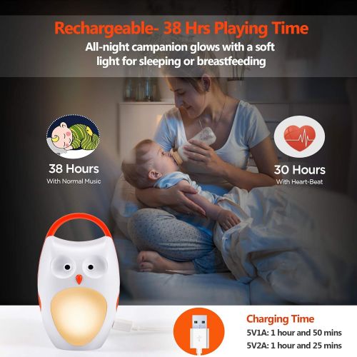  SOAIY Baby Sleep Soother Shusher Sound Machines, Baby Gift, Rechargeable Portable White Noise Machine with Night Light, 8 Soothing Sounds and 3 Timers for Traveling, Sleeping, Baby Carri