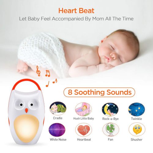  SOAIY Baby Sleep Soother Shusher Sound Machines, Baby Gift, Rechargeable Portable White Noise Machine with Night Light, 8 Soothing Sounds and 3 Timers for Traveling, Sleeping, Baby Carri