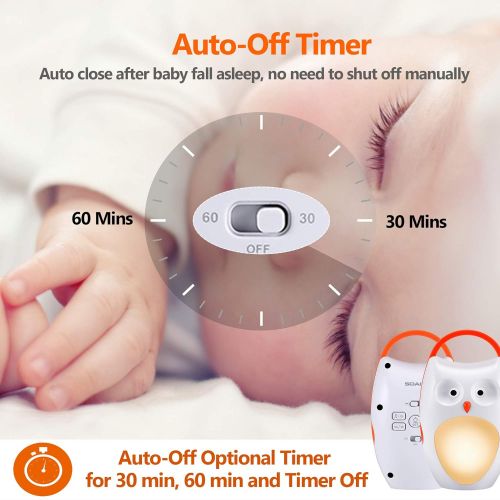  SOAIY Baby Sleep Soother Shusher Sound Machines, Baby Gift, Rechargeable Portable White Noise Machine with Night Light, 8 Soothing Sounds and 3 Timers for Traveling, Sleeping, Baby Carri