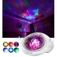 SOAIY Aurora Night Light , Projector Nightlight Sound Machine with 7 Light Modes , Bluetooth Speaker, 4 Timers and Brightness Adjustable, Projector Noise Machine with Nursery Lamp for Ba