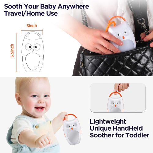  SOAIY Portable Compact Baby Sleep Soother Owl White Noise Shusher Sound Machine with Sleep Aid Night Light,7 Soothing Sounds with Volume Control,Auto-Timer for Traveling,Sleeping,B