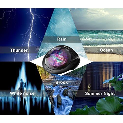  SOAIY Bluetooth LED Colour Changing Night Light Projector Lamp Polar Light Projection Sleeping Light with Remote Control Timer Installed Natural Sounds for Bedroom Childrens Room B