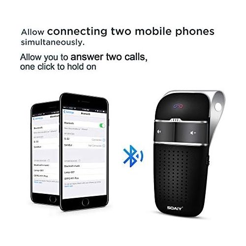  [아마존베스트]-Service-Informationen SOAIY S-32 Bluetooth In-Car Speakerphones Voice Commands Hands-free Multipoint Pairing Wireless Speakerphones with Car Charger