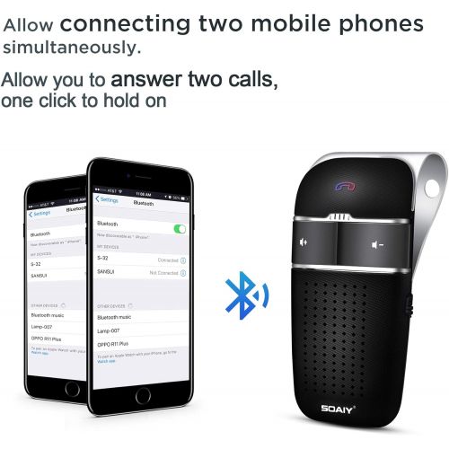  [아마존베스트]-Service-Informationen SOAIY S-32 Bluetooth In-Car Speakerphones Voice Commands Hands-free Multipoint Pairing Wireless Speakerphones with Car Charger