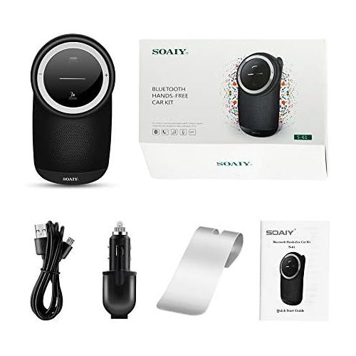  [아마존베스트]-Service-Informationen Soay S61 Car Bluetooth V4.1 Hands-Free Kit Multipoint Car Kit for Sun Visor, Automatic Shut-Off Activation, Music GPS with Voice Control