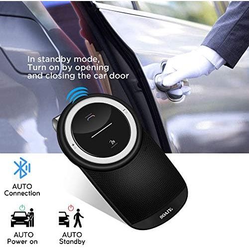  [아마존베스트]-Service-Informationen Soay S61 Car Bluetooth V4.1 Hands-Free Kit Multipoint Car Kit for Sun Visor, Automatic Shut-Off Activation, Music GPS with Voice Control