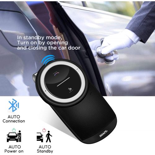  [아마존베스트]-Service-Informationen Soay S61 Car Bluetooth V4.1 Hands-Free Kit Multipoint Car Kit for Sun Visor, Automatic Shut-Off Activation, Music GPS with Voice Control
