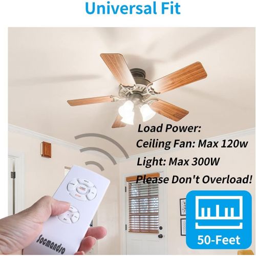  SOCMANDSO Ceiling Fan Remote Control Kit,Fan Light WiFi Controller,Speed Timing Remote Control,Smart Fan for Alexa Enabled Devices… (NO-WiFi)