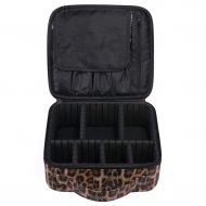 SODDEY Multifunctional PU Leather Waterproof Cosmetic Bag, Travel Storage Bag with Adjustable Padded Dividers Leopard print