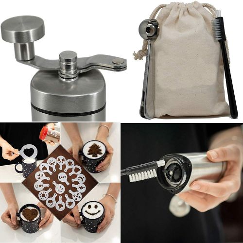  SODIAL Manuelle Kaffee Muehle - Hand Konische Kaffee Muehle mit Keramik Mechanismus Von Flafster Kueche - Tragbare Kaffee Muehle Aus Rostfreiem Stahl mit Klappbarem Griff Aus Rostfreie