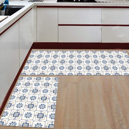  SODIKA SPT Kitchen Floor Mat Set of 2, Non Slip Rugs Washable for Indoor Kitchen Bathroom,19.7x31.5+19.7x63