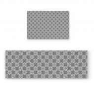 SODIKA Kitchen Rug Set, 2 Pieces Non-Skid Kitchen Mats and Rugs Set Doormat Runner Rug Sets, Modern Simple Geometric Design Pattern - Gray White 15.7x23.6+15.7x47.2