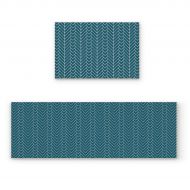 SODIKA Kitchen Rug Set, 2 Pieces Non-Skid Kitchen Mats and Rugs Set Doormat Runner Rug Sets, Chevron Herringbone Geometric Modern Pattern in Teal 15.7x23.6+15.7x47.2