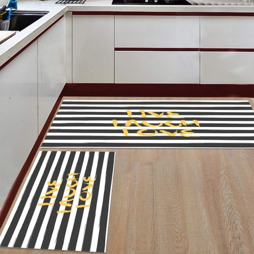  SODIKA Kitchen Rugs Set of 2 Non-Slip Kitchen Floor Mat Bath Rug Machine Washable Doormat Area Runner Rug Set,Live Laugh Love, 23.6X35.4+23.6X70.9