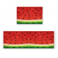 SODIKA Kitchen Rug Set, 2 Pieces Non-Skid Kitchen Mats and Rugs Set Doormat Runner Rug Sets, Watermelon in Watercolor Style 15.7x23.6+15.7x47.2