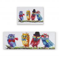SODIKA Owls Kitchen Floor Mat Set of 2, Non Slip Rugs Washable for Indoor Kitchen Bathroom,23.6x35.4+23.6x70.9