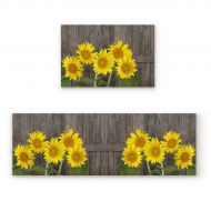 SODIKA Kitchen Rug Set, 2 Pieces Non-Skid Kitchen Mats and Rugs Set Doormat Runner Rug Sets, Sunflower 23.6x35.4+23.6x70.9