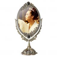SODKK Desktop Vanity Mirror, Double Sided Ornate Freestanding Table Top Mirror Dressing Table Mirror Vintage...
